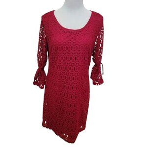Karin Stevens Red Lace Crochet Dress Size 14